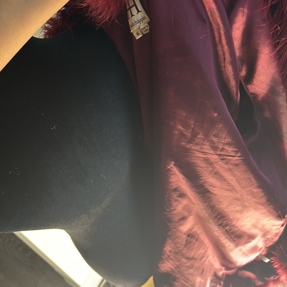 Haute Hippie Collared Burgundy Faux Fur Jacket Size M - Picture 4 of 9